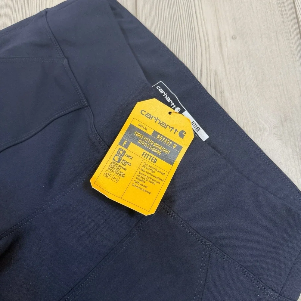 NWT Carhartt 102482 Force Leggings Medium Navy Blue Fitted Cargo Stretch Pockets